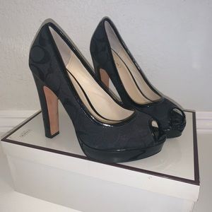 Coach Breana Peep Toe Black Heels
